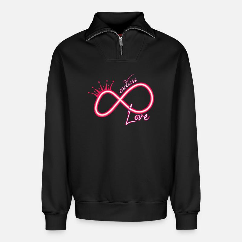 Unendlichkeitszeichen neon endless love - Relaxed Unisex Organic Half Zip Sweatshirt – von SPREAD - Schwarz