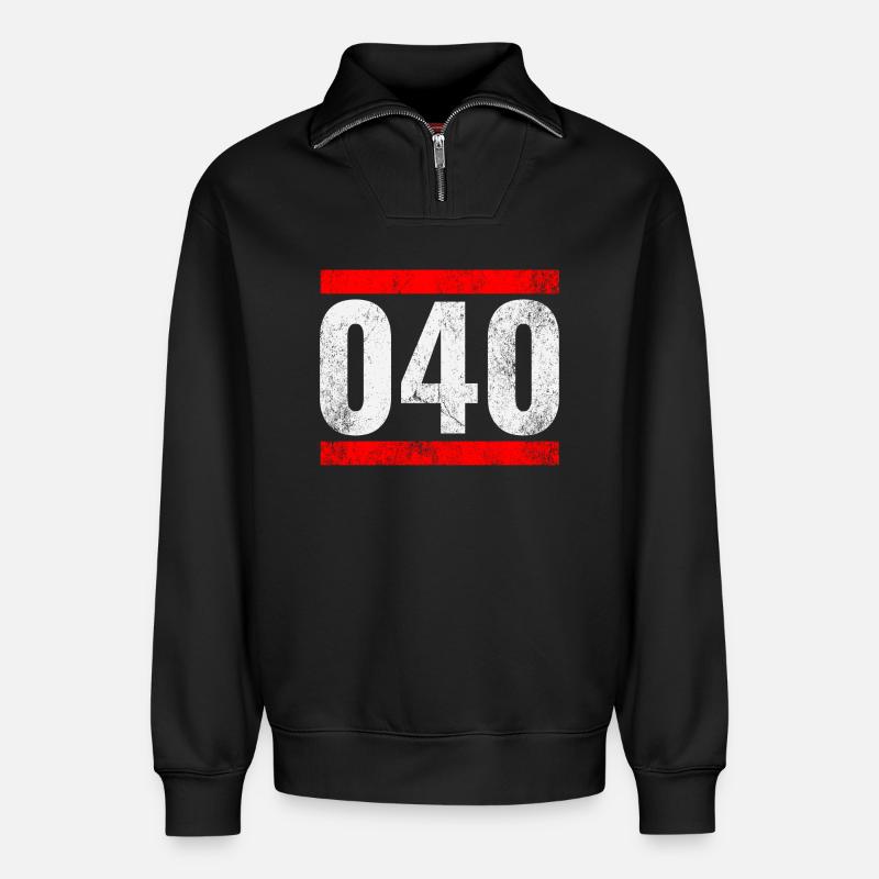 040 - Relaxed Unisex Organic Half Zip Sweatshirt – by SPREAD - black