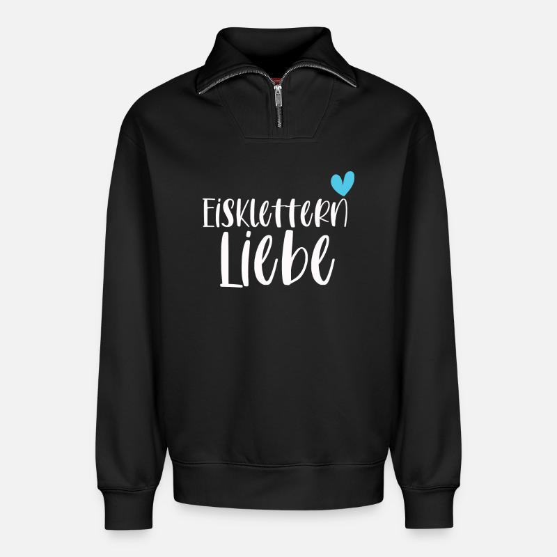 Klettern Eisklettern Liebe Eispickel Geschenk - Relaxed Unisex Organic Half Zip Sweatshirt – von SPREAD - Schwarz