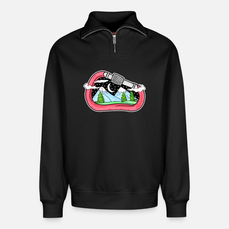 Mountain Mountains Mountain Peaks - Relaxed Unisex Organic Half Zip Sweatshirt – by SPREAD - black
