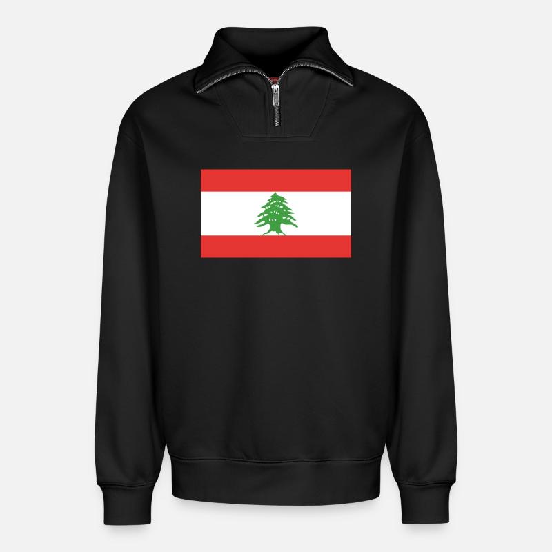 Libanon Flagge - Relaxed Unisex Organic Half Zip Sweatshirt – von SPREAD - Schwarz