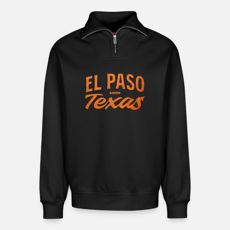 El Paso Texas Script Logo - Relaxed Unisex Organic Half Zip Sweatshirt – von SPREAD - Schwarz
