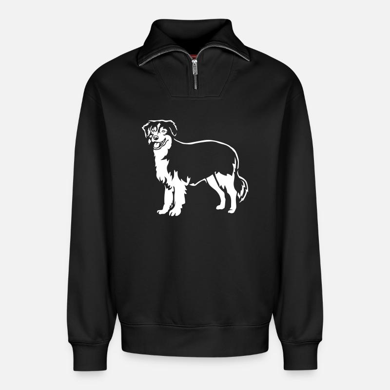 Australian Shepherd "Black Edition" - Relaxed Unisex Organic Half Zip Sweatshirt – von SPREAD - Schwarz