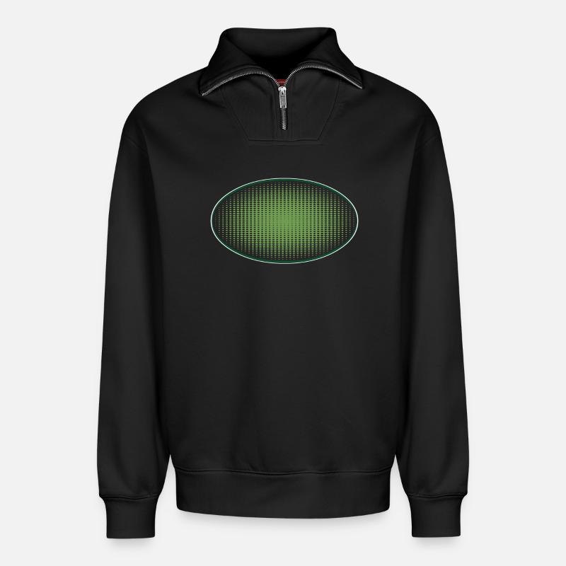 Oval grün gepunktet, mit Rahmen - Relaxed Unisex Organic Half Zip Sweatshirt – von SPREAD - Schwarz