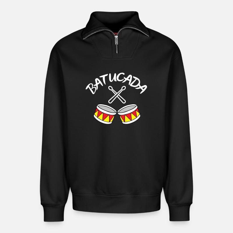 Batucada, Perkussion, Trommel - Relaxed Unisex Organic Half Zip Sweatshirt – von SPREAD - Schwarz