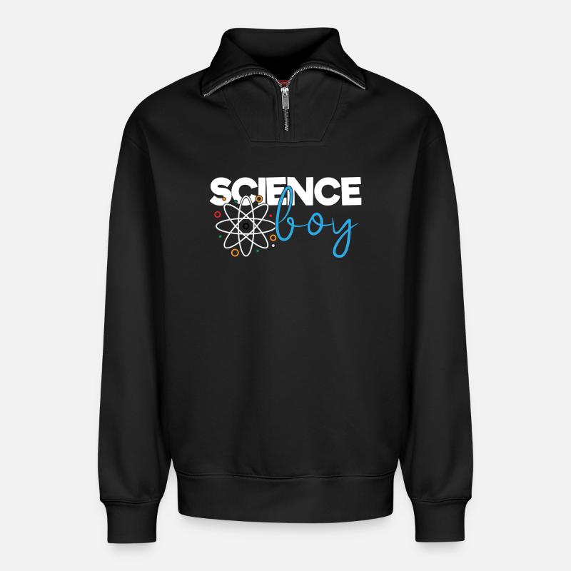 Science Boy - Relaxed Unisex Organic Half Zip Sweatshirt – von SPREAD - Schwarz