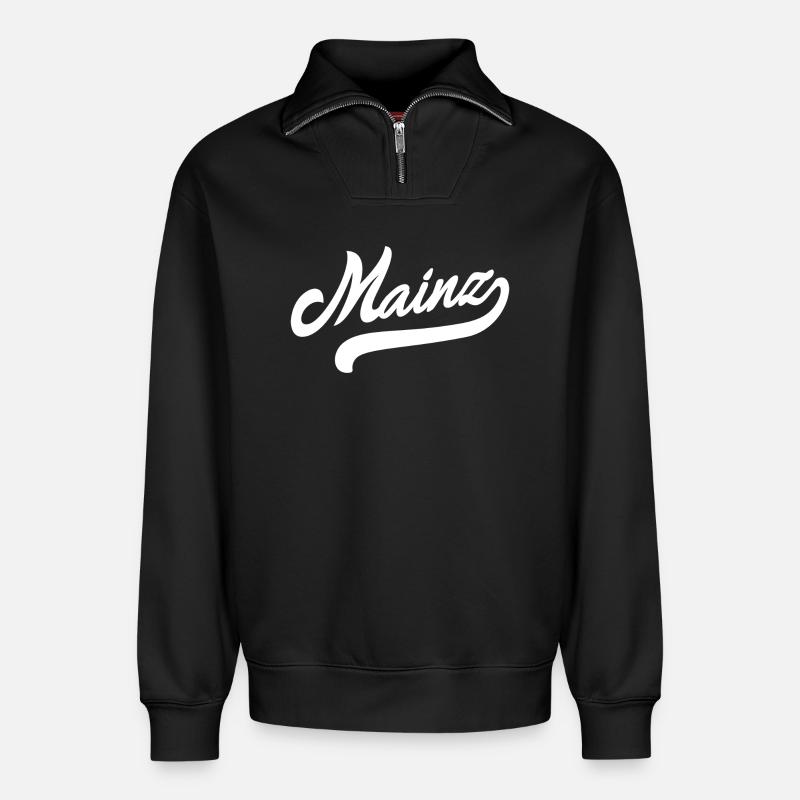 Mainz Retro - Relaxed Unisex Organic Half Zip Sweatshirt – von SPREAD - Schwarz