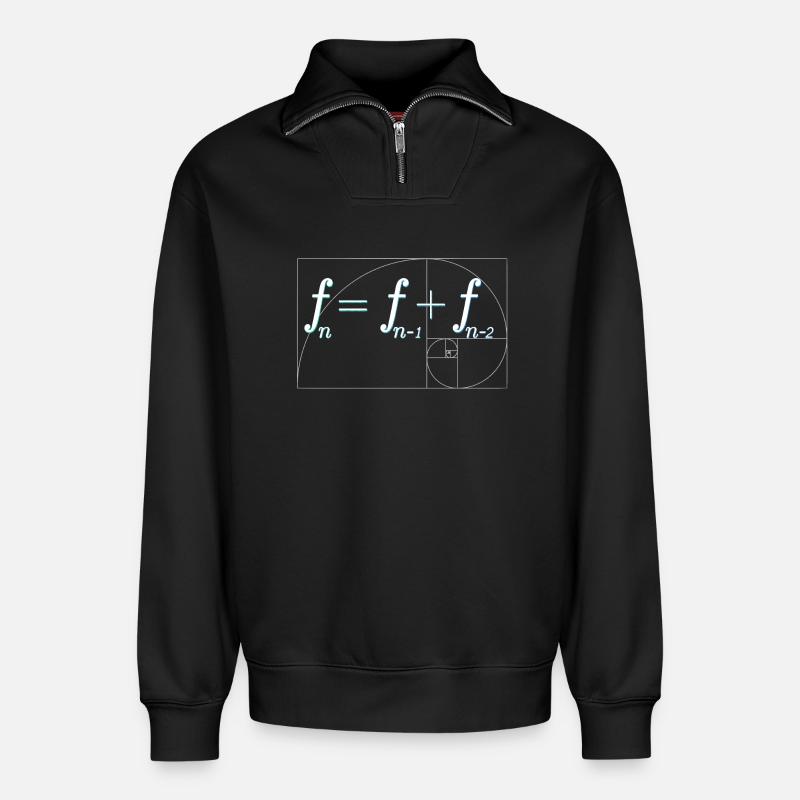 Séquence de Fibonacci - Sweat unisexe décontracté en coton biologique à demi-zip – de SPREAD - noir