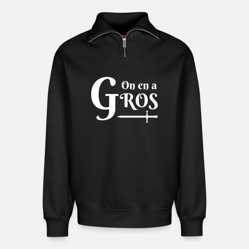 chevalier, épée, perceval, karadoc, merlin - Sweat unisexe décontracté en coton biologique à demi-zip – de SPREAD - noir