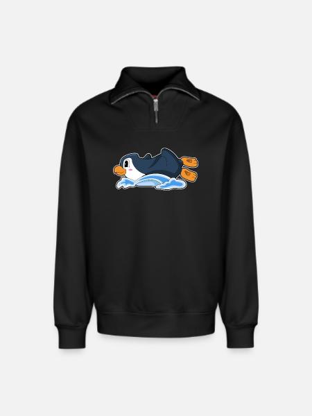 Lustiger Pinguin  - Relaxed Unisex Organic Half Zip Sweatshirt – von SPREAD - Schwarz