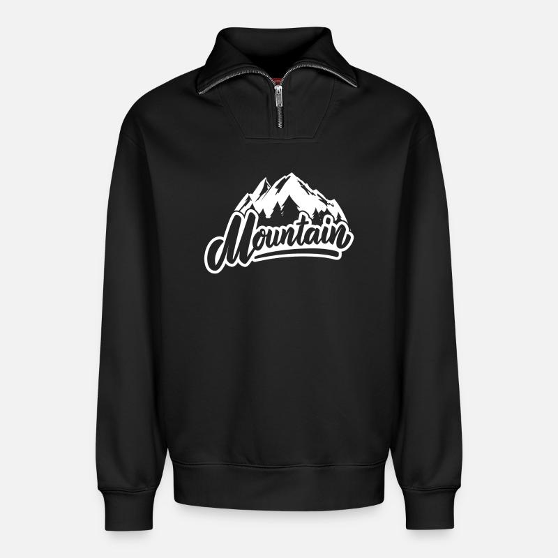 skiing, skiing, skiing - Relaxed Unisex Organic Half Zip Sweatshirt – by SPREAD - black