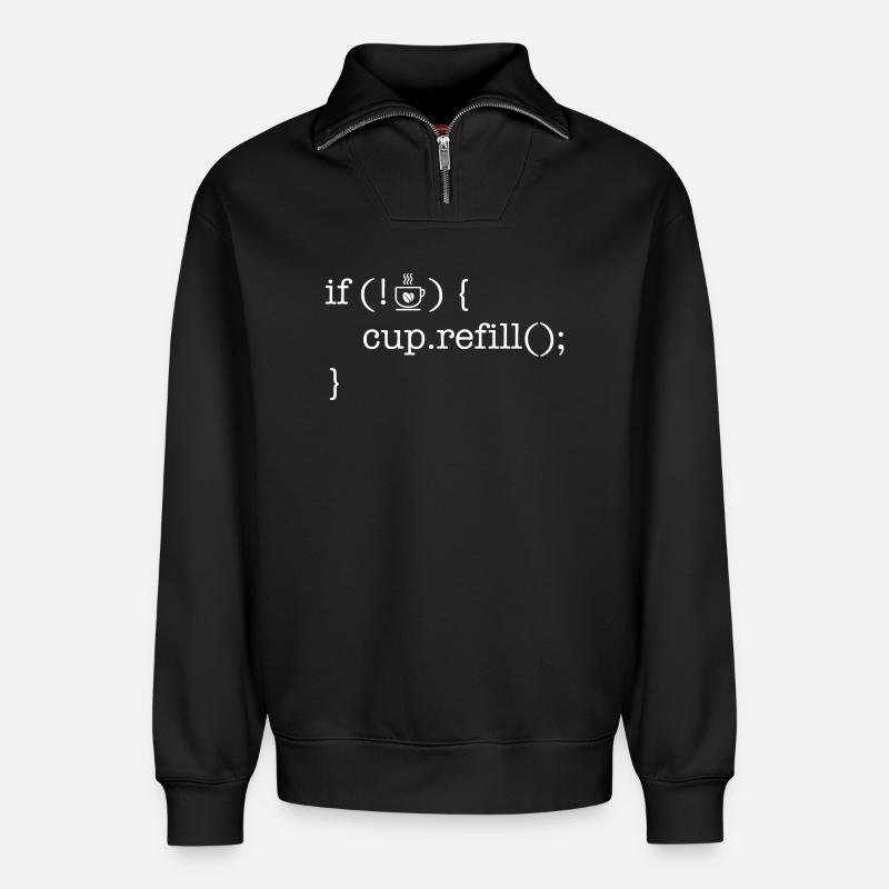 Coffee code lover software developer programmer - Relaxed Unisex Organic Half Zip Sweatshirt – by SPREAD - black