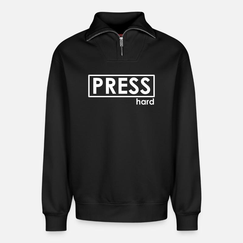 PRESS hard - Relaxed Unisex Organic Half Zip Sweatshirt – von SPREAD - Schwarz