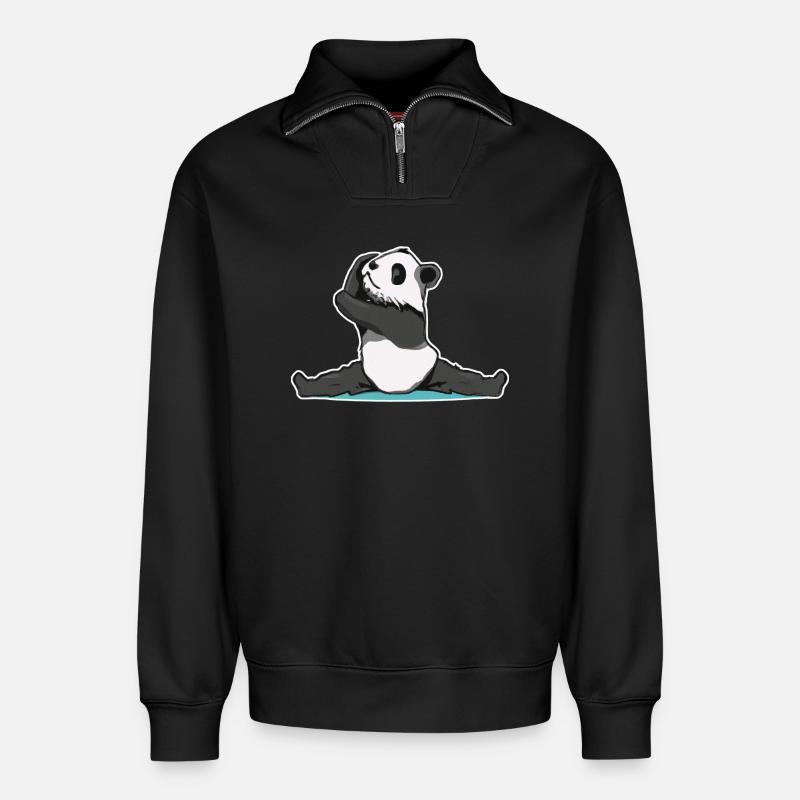 Panda Pose Sticker - Relaxed Unisex Organic Half Zip Sweatshirt – von SPREAD - Schwarz