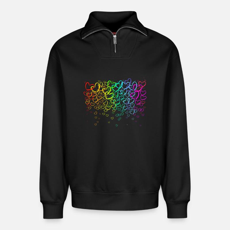 Bogen im Herzen - Relaxed Unisex Organic Half Zip Sweatshirt – von SPREAD - Schwarz