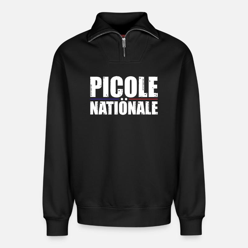 Nationale Picole - Relaxed Unisex Organic Half Zip Sweatshirt – von SPREAD - Schwarz