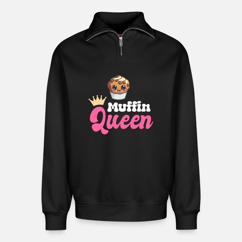 Muffin Baking Baker - Sweat unisexe décontracté en coton biologique à demi-zip – de SPREAD - noir