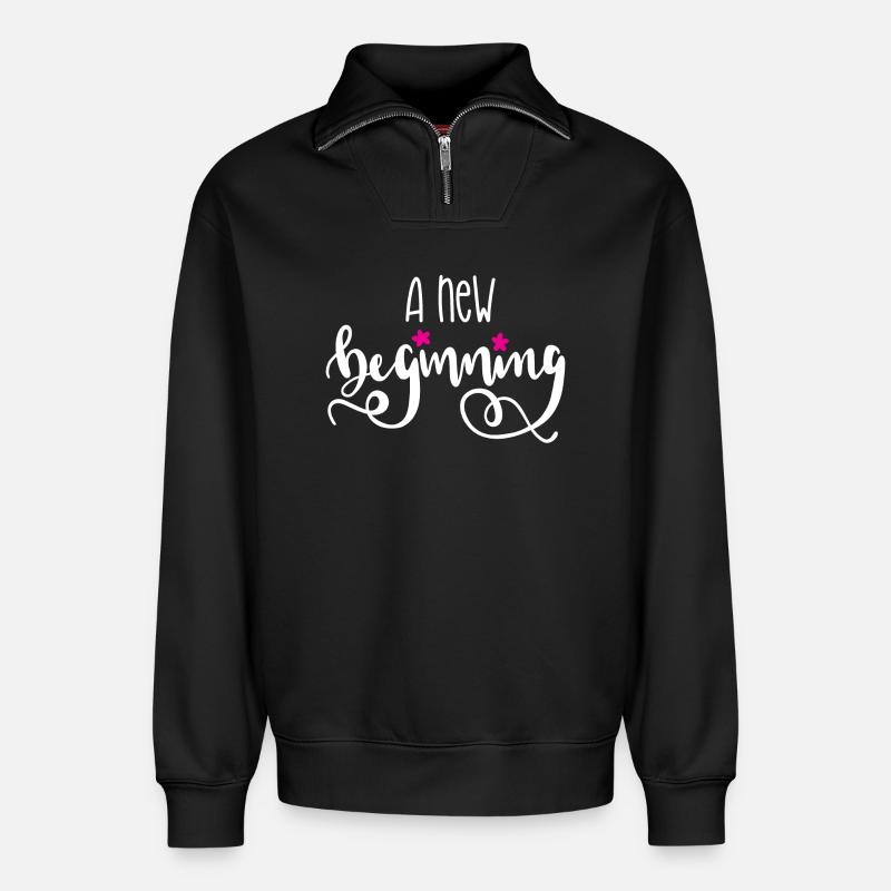 Ein neuer Anfang - Relaxed Unisex Organic Half Zip Sweatshirt – von SPREAD - Schwarz