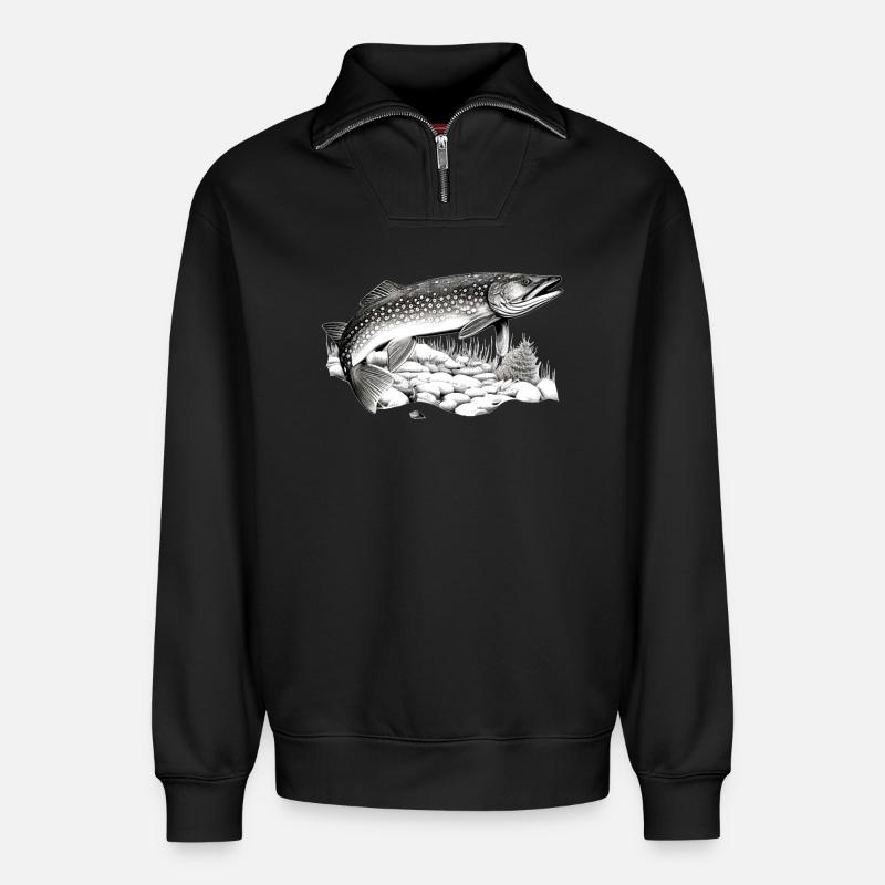 Hecht - Relaxed Unisex Organic Half Zip Sweatshirt – von SPREAD - Schwarz