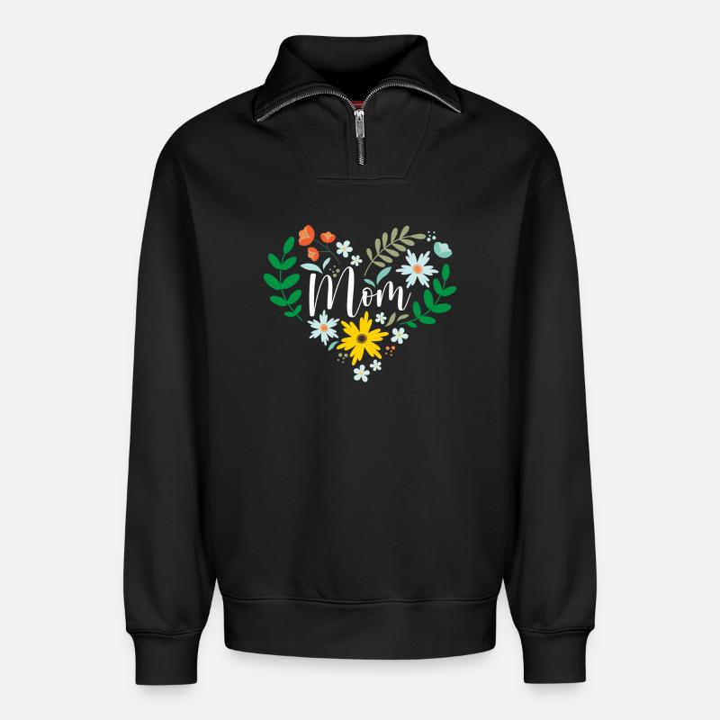 Beste Mutter aller Zeiten - Relaxed Unisex Organic Half Zip Sweatshirt – von SPREAD - Schwarz