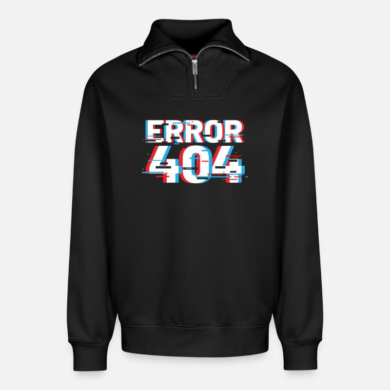 Fehler 404 Glitch - Relaxed Unisex Organic Half Zip Sweatshirt – von SPREAD - Schwarz