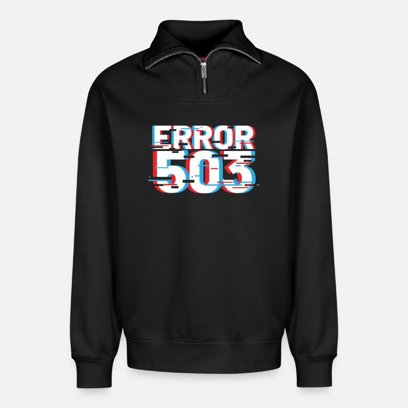 Fehler 503 Glitch - Relaxed Unisex Organic Half Zip Sweatshirt – von SPREAD - Schwarz