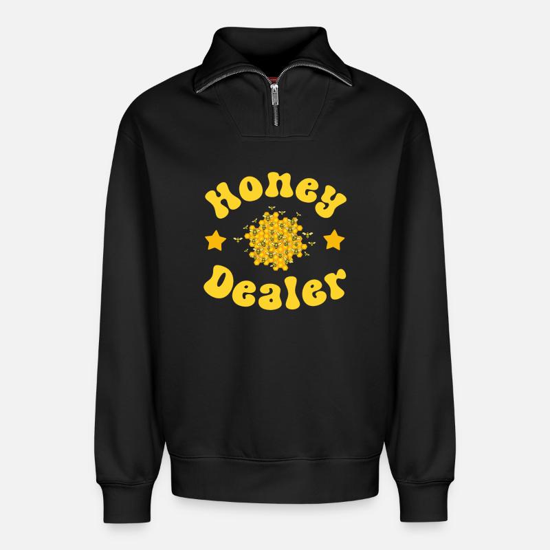 Imker Imkerin - Relaxed Unisex Organic Half Zip Sweatshirt – von SPREAD - Schwarz