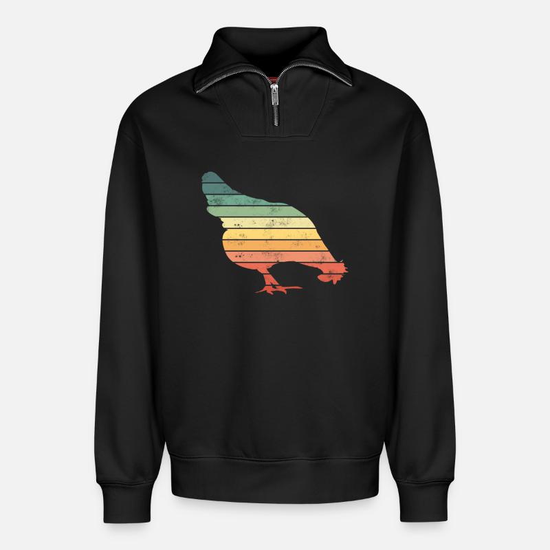 Poulets - Sweat unisexe décontracté en coton biologique à demi-zip – de SPREAD - noir