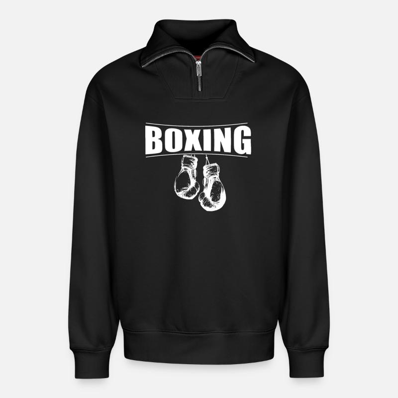 boxing mit handschuhe - Relaxed Unisex Organic Half Zip Sweatshirt – von SPREAD - Schwarz
