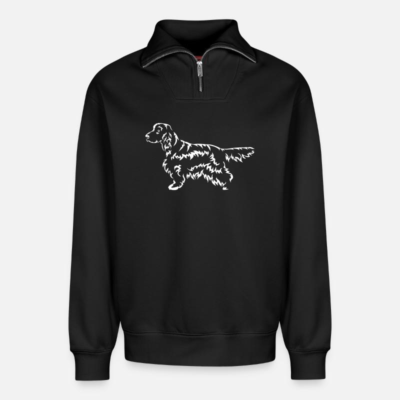 Cocker Spaniel "Black Edition" - Relaxed Unisex Organic Half Zip Sweatshirt – by SPREAD - black