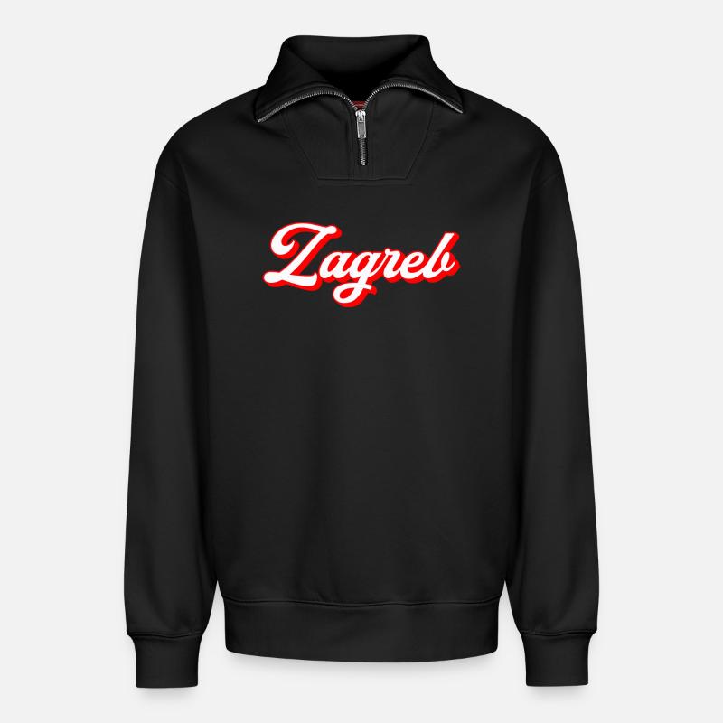 Zagreb Script Retro - Relaxed Unisex Organic Half Zip Sweatshirt – by SPREAD - black
