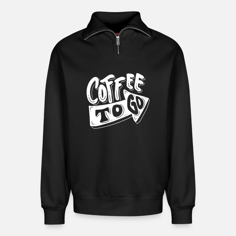 Kaffee, Ich mag Kaffee, Kaffeepause - Relaxed Unisex Organic Half Zip Sweatshirt – von SPREAD - Schwarz