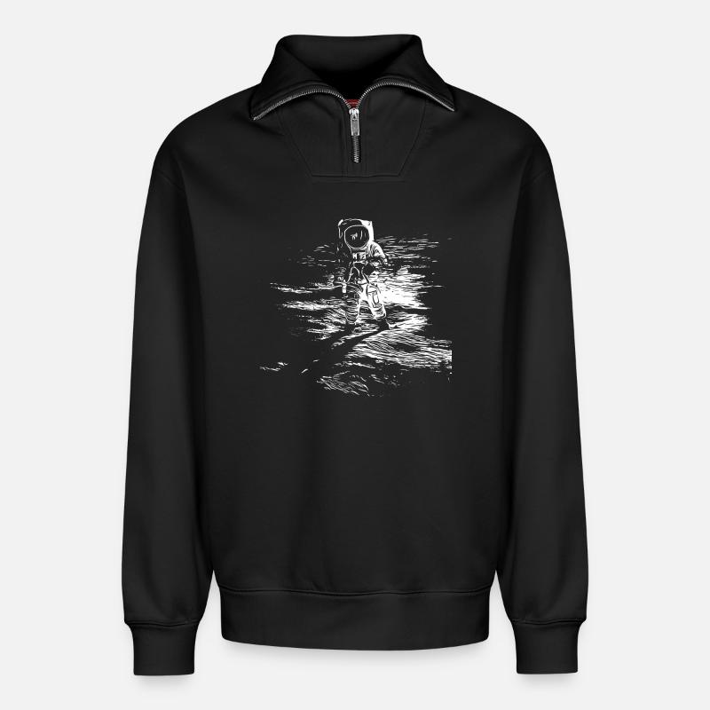 Espace - Sweat unisexe décontracté en coton biologique à demi-zip – de SPREAD - noir