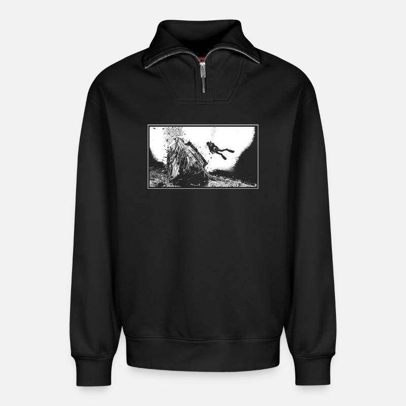 Das Wrack - Relaxed Unisex Organic Half Zip Sweatshirt – von SPREAD - Schwarz