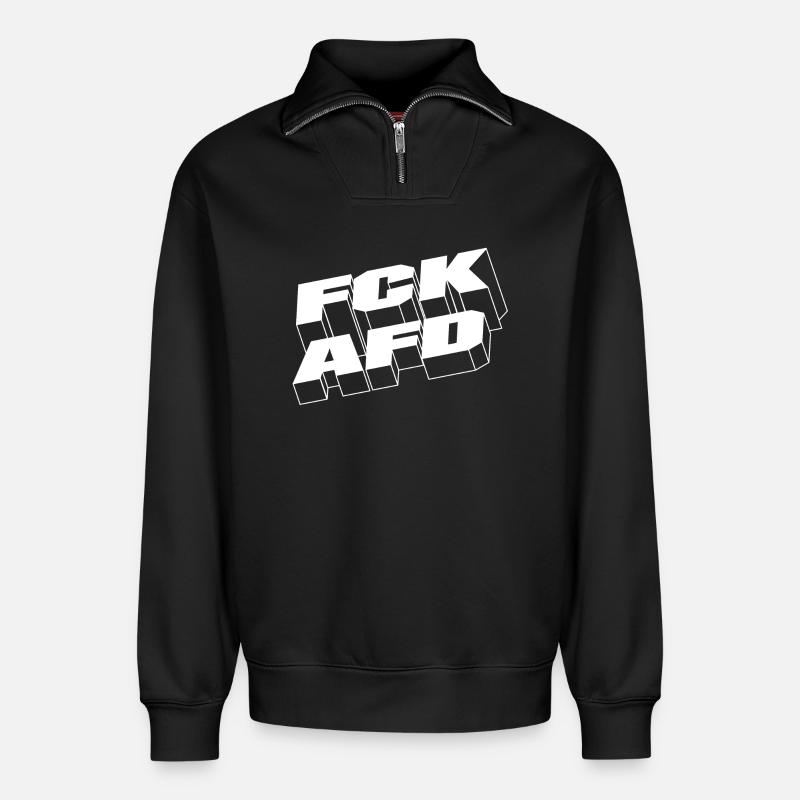 FCKAFD - Relaxed Unisex Organic Half Zip Sweatshirt – von SPREAD - Schwarz