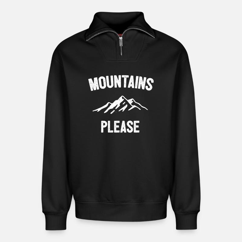 Mountains Please - Relaxed Unisex Organic Half Zip Sweatshirt – by SPREAD - black