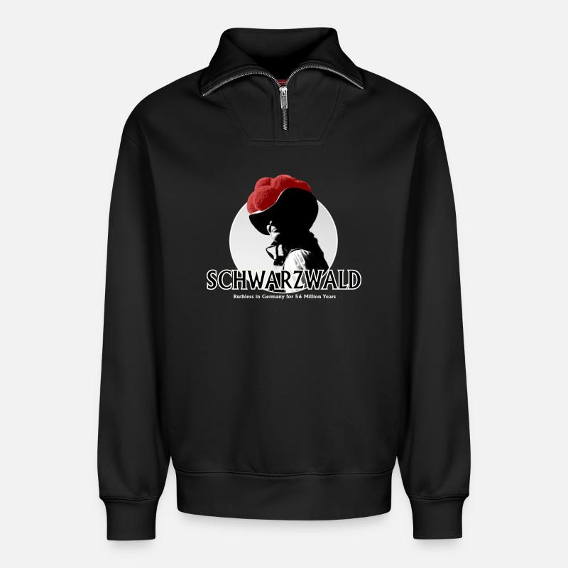 Schwarzwald Retro Silhouette - Relaxed Unisex Organic Half Zip Sweatshirt – von SPREAD - Schwarz