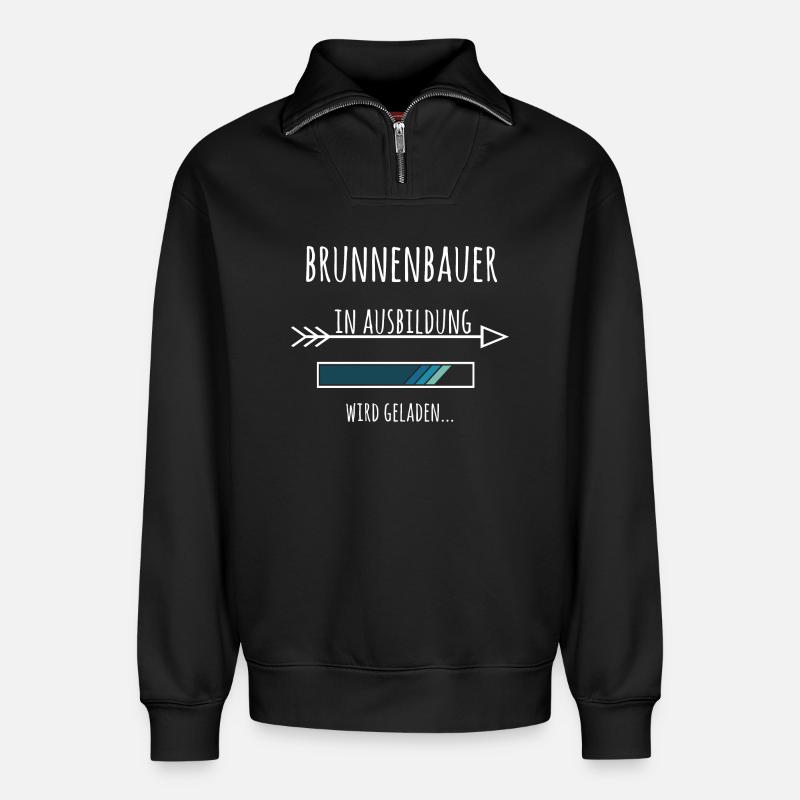 Brunnenbauer Ausbildung Geschenk - Relaxed Unisex Organic Half Zip Sweatshirt – von SPREAD - Schwarz