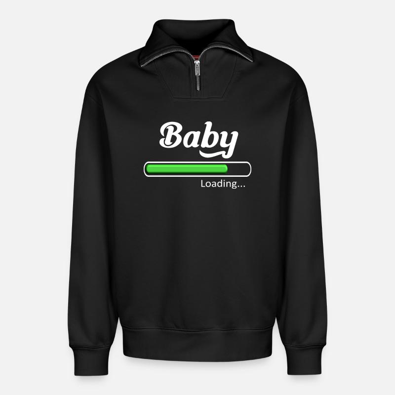 Baby-Loading. - Relaxed Unisex Organic Half Zip Sweatshirt – von SPREAD - Schwarz