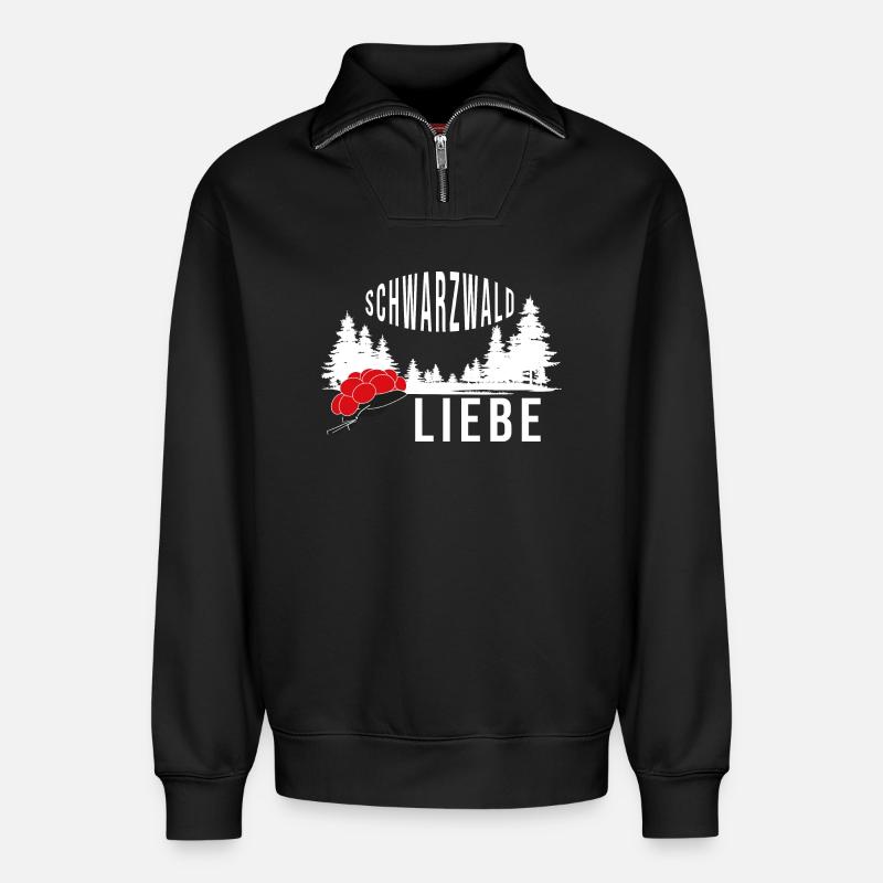 Schwarzwald Liebe - Relaxed Unisex Organic Half Zip Sweatshirt – von SPREAD - Schwarz