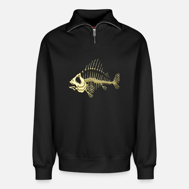Fisch - Relaxed Unisex Organic Half Zip Sweatshirt – von SPREAD - Schwarz