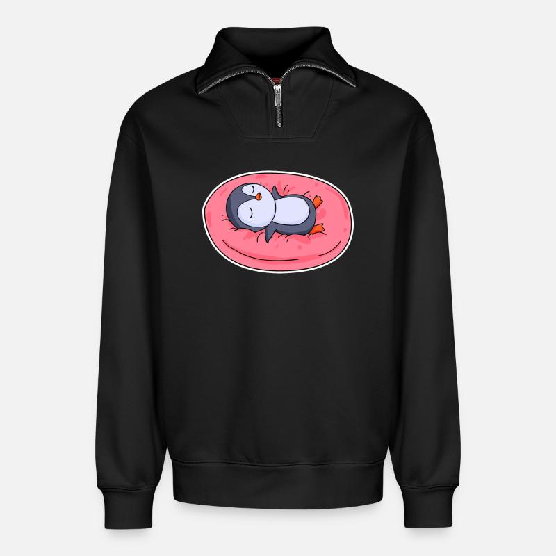 Pingouin - Sweat unisexe décontracté en coton biologique à demi-zip – de SPREAD - noir