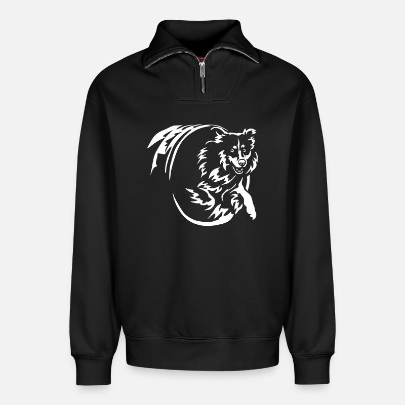 Australian Shepherd "Black Edition" - Relaxed Unisex Organic Half Zip Sweatshirt – von SPREAD - Schwarz
