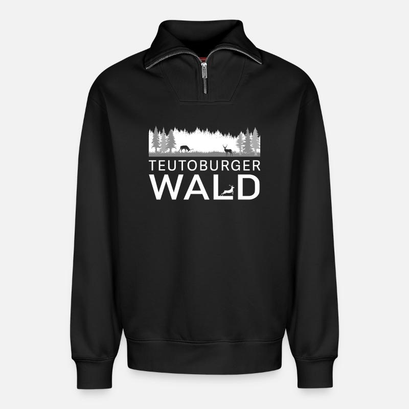 Teutoburger Wald - Relaxed Unisex Organic Half Zip Sweatshirt – von SPREAD - Schwarz