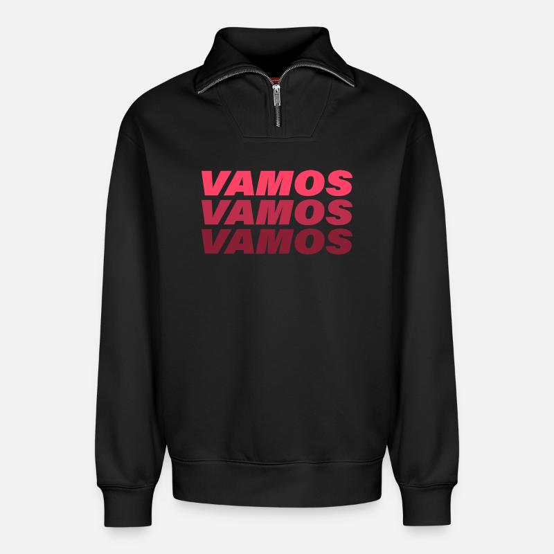 Vamos - Relaxed Unisex Organic Half Zip Sweatshirt – by SPREAD - black