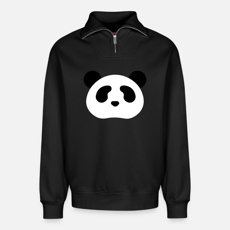 Panda Bear - Relaxed Unisex Organic Half Zip Sweatshirt – von SPREAD - Schwarz