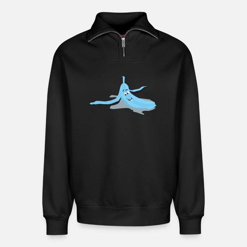 Eye slipped banana - Relaxed Unisex Organic Half Zip Sweatshirt – by SPREAD - black