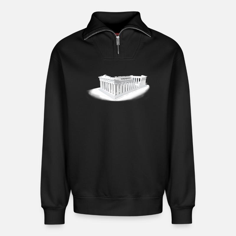 PARTHENON ATHENS - Relaxed Unisex Organic Half Zip Sweatshirt – by SPREAD - black