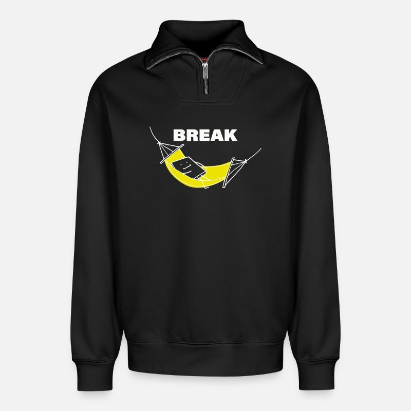 BREAK - Relaxed Unisex Organic Half Zip Sweatshirt – by SPREAD - black