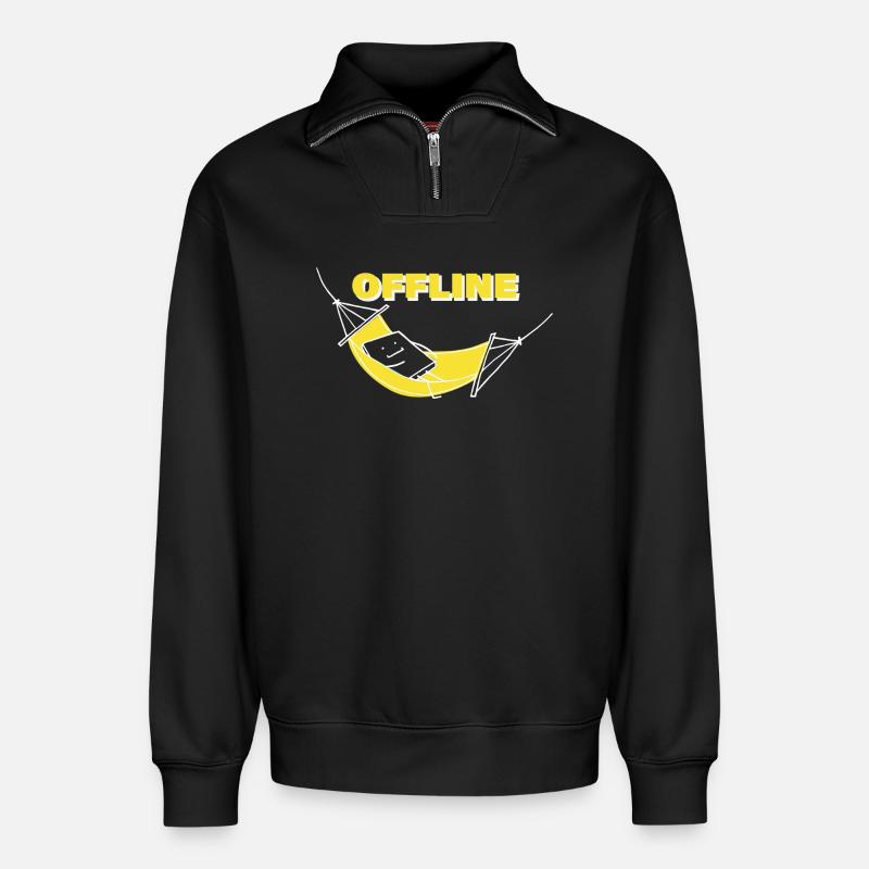 OFFLINE - Relaxed Unisex Organic Half Zip Sweatshirt – by SPREAD - black